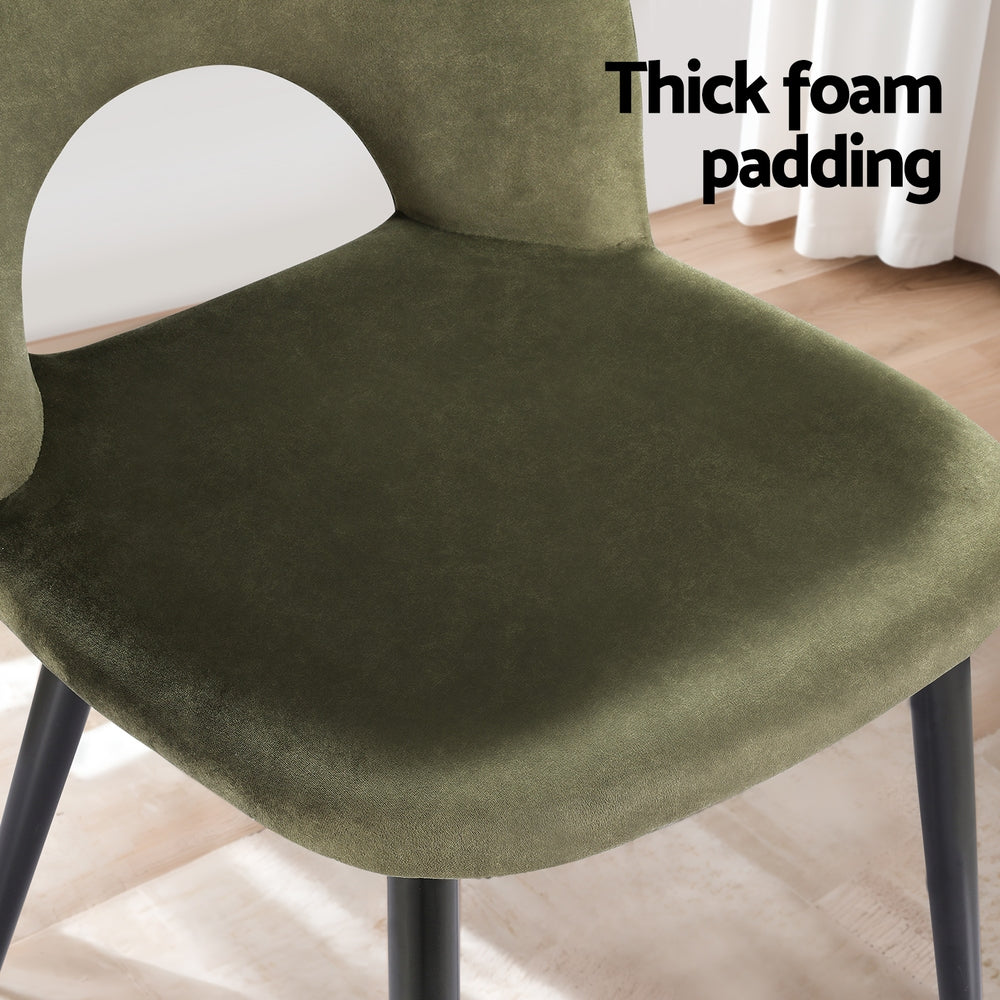 Artiss Dining Chairs Set of 2 Velvet Hollow Green - Furniture > Dining > Dining Set