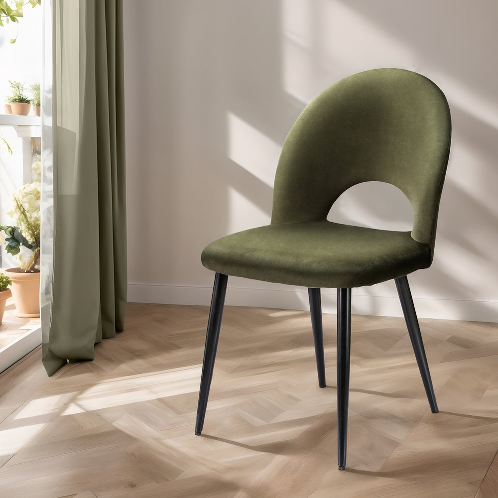 Artiss Dining Chairs Set of 2 Velvet Hollow Green - Furniture > Dining > Dining Set