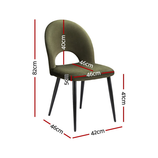 Dining Chairs Set of 4 Velvet Hollow Green - Furniture > Dining > Kitchen & Dining Chairs