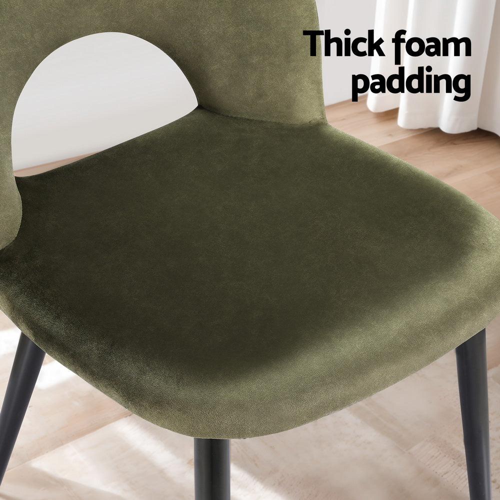 Artiss Dining Chairs Set of 4 Velvet Hollow Green Furniture > Dining > Kitchen & Dining Chairs