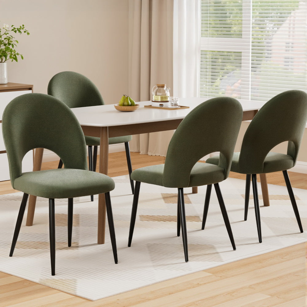 Artiss Dining Chairs Set of 4 Velvet Hollow Green Furniture > Dining > Kitchen & Dining Chairs