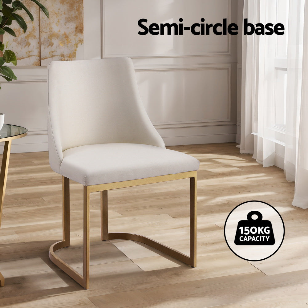 Artiss Dining Chairs Set of 2 Linen Fabric Frame Beige Furniture > Dining > Dining Set
