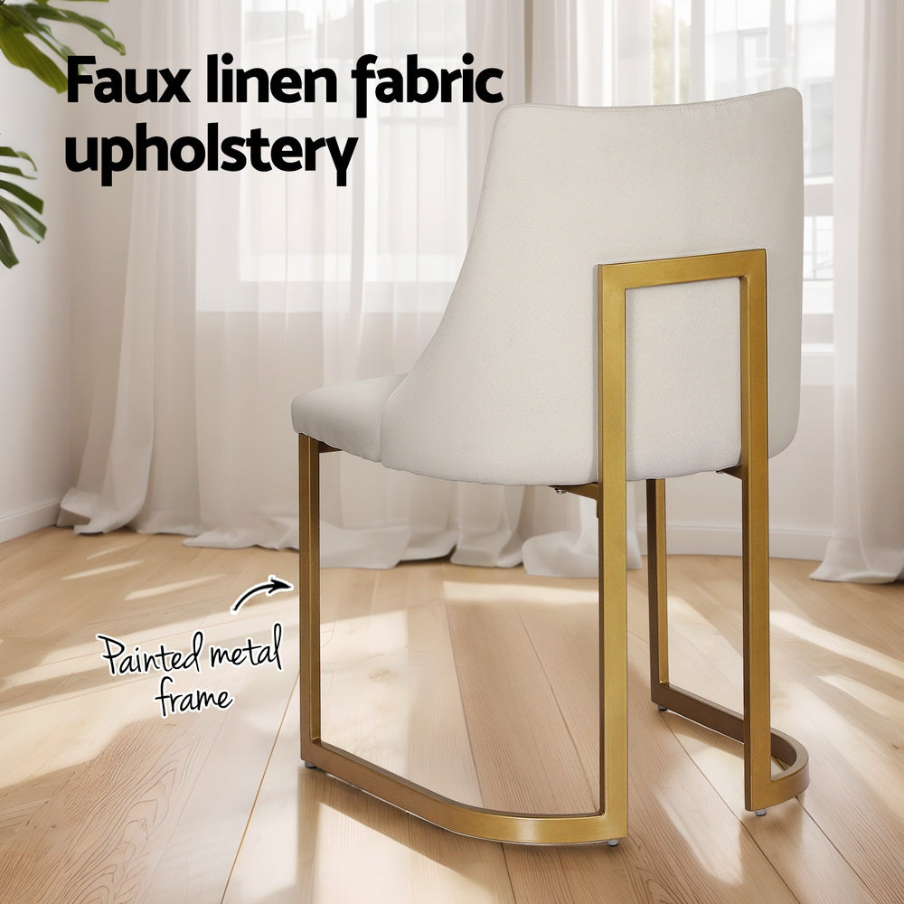 Artiss Dining Chairs Set of 2 Linen Fabric Frame Beige Furniture > Dining > Dining Set