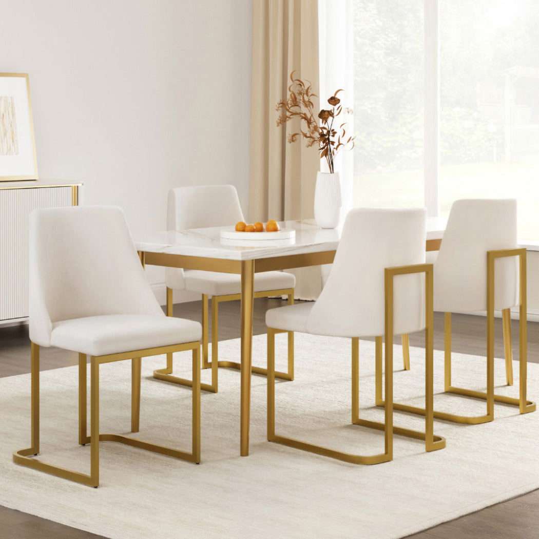 Artiss Dining Chairs Set of 4 Linen Fabric Frame Beige - Furniture > Dining > Kitchen & Dining Chairs