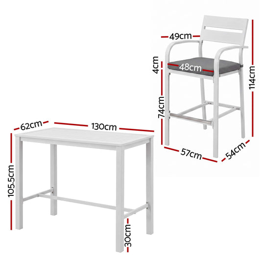 5-Piece Aluminium Outdoor Bar Set - White