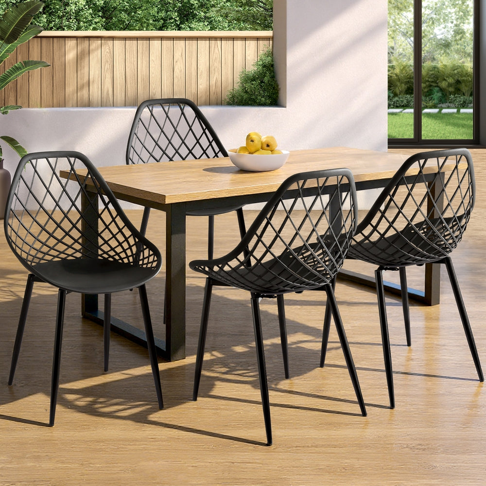 Gardeon 4PC Outdoor Dining Chairs PP Lounge Chair Patio Garden Furniture Black - Furniture > Outdoor > Outdoor Chairs