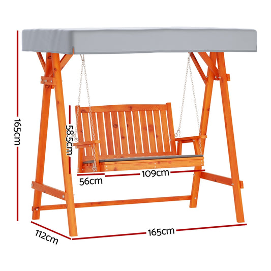 Gardeon Swing Chair Wooden Garden Bench Canopy 2 Seater Outdoor Furniture - Furniture > Outdoor > Outdoor Chairs