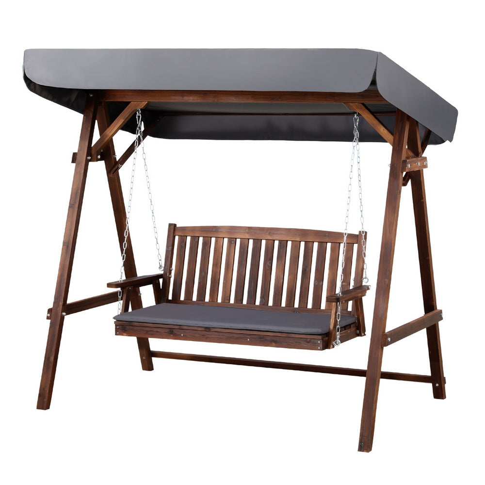 Gardeon Wooden Swing Chair Garden Bench Canopy 3 Seater Outdoor Furniture - Furniture > Outdoor > Outdoor Chairs