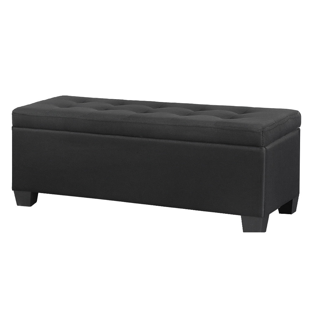 Artiss Storage Ottoman Blanket Box 97cm Linen Black - Furniture > Living Room > Ottomans & Footstools