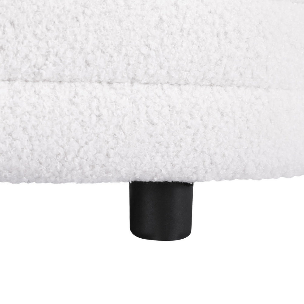 Artiss Storage Ottoman Blanket Box 87cm Boucle Fabric Oval - Furniture > Living Room > Ottomans & Footstools