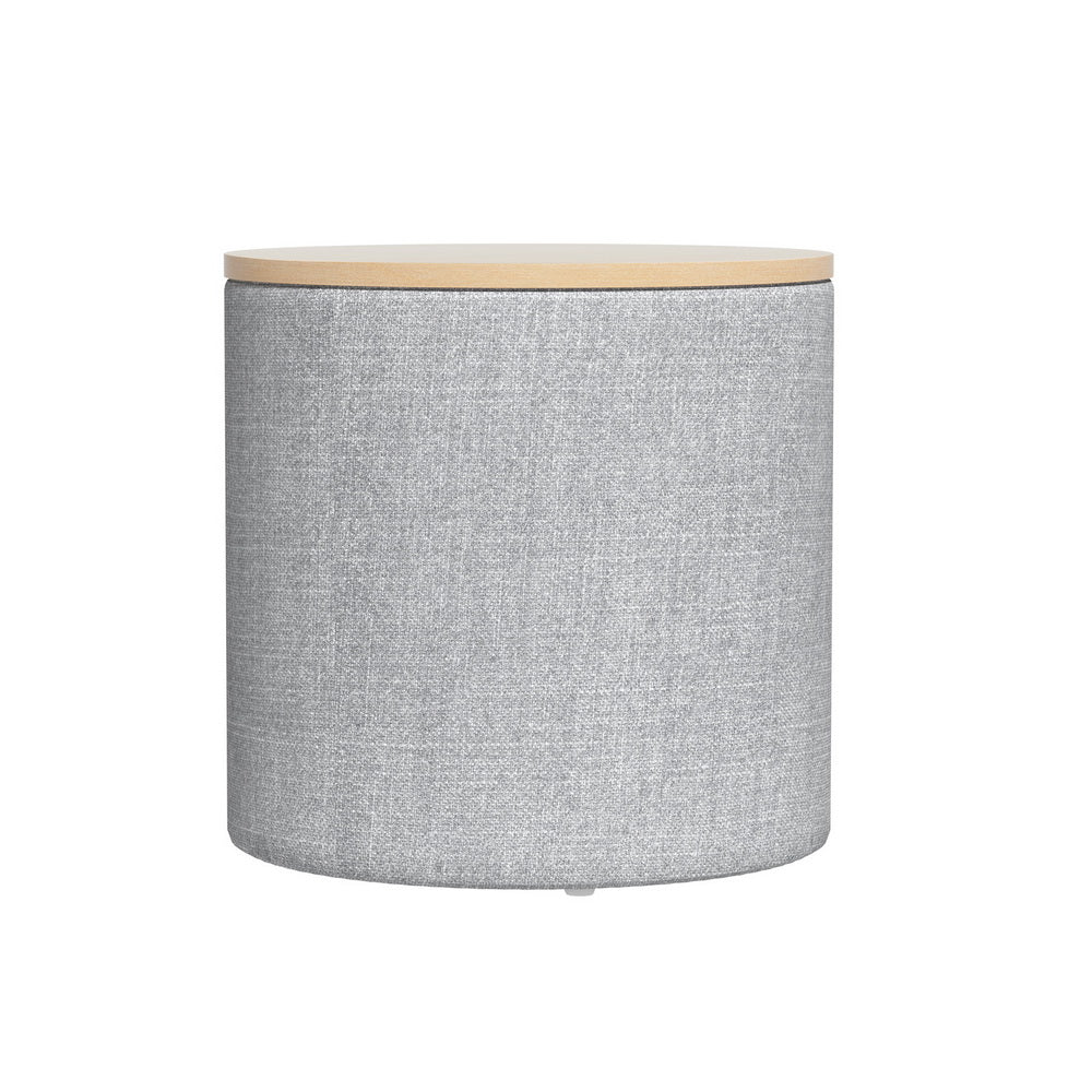Artiss Storage Ottoman Blanket Box 40cm Linen Round Grey - Furniture > Living Room > Ottomans & Footstools