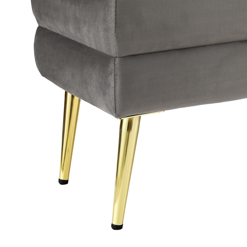 Artiss Ottoman Storage Foot Stool Velvet Grey - Furniture > Living Room > Ottomans & Footstools