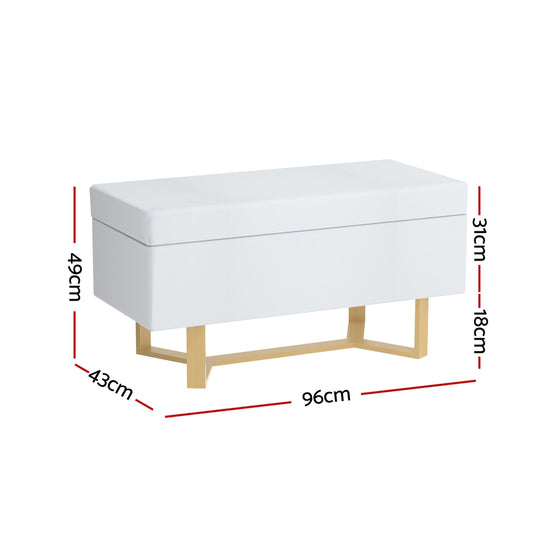 Artiss Storage Ottoman Blanket Box Criss cross Linen White Furniture > Living Room > Ottomans & Footstools