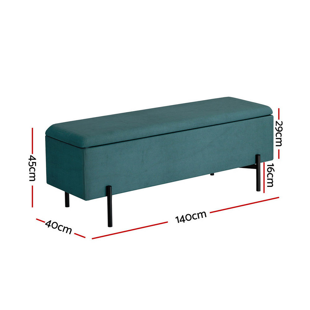 Artiss Storage Ottoman Blanket Box 140cm Velvet Green - Furniture > Living Room > Ottomans & Footstools