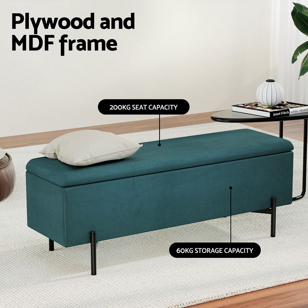 Artiss Storage Ottoman Blanket Box 140cm Velvet Green - Furniture > Living Room > Ottomans & Footstools
