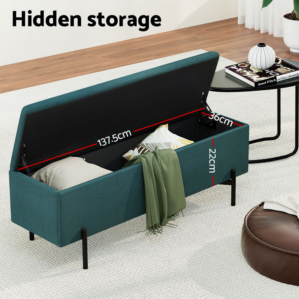 Artiss Storage Ottoman Blanket Box 140cm Velvet Green - Furniture > Living Room > Ottomans & Footstools