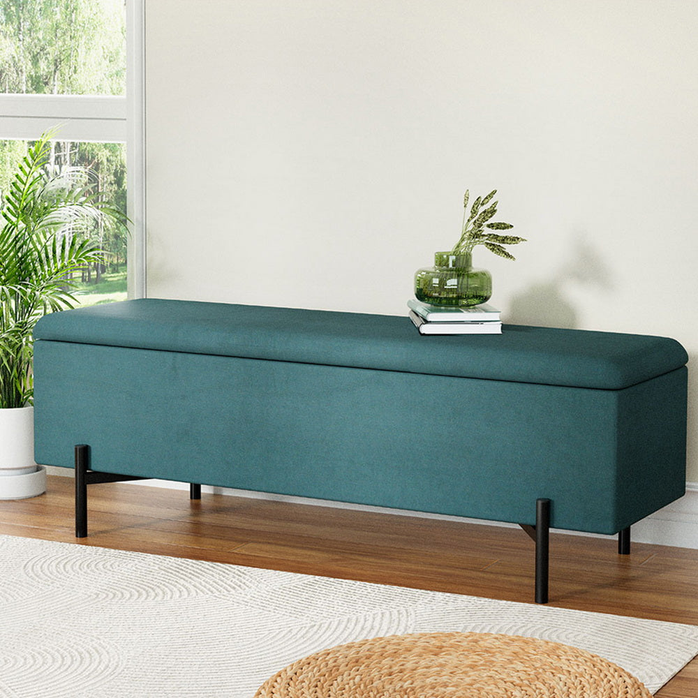 Artiss Storage Ottoman Blanket Box 140cm Velvet Green - Furniture > Living Room > Ottomans & Footstools