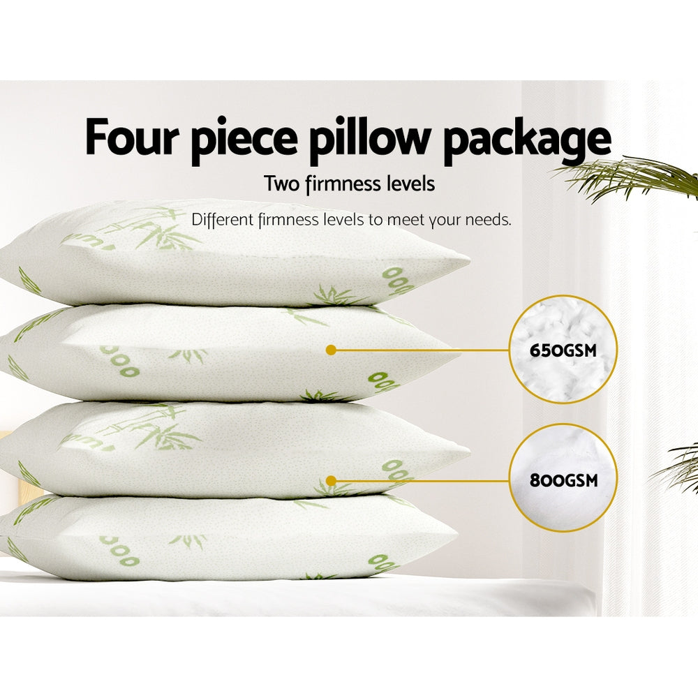 Giselle Bedding 4 Pack Bamboo Pillow Family Hotel - Home & Garden > Bedding > Pillows