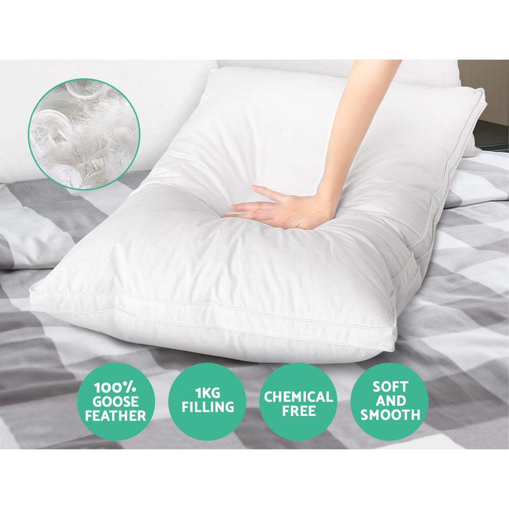 Giselle Bedding Goose Feather Down Pillow Luxury Twin Pack - Home & Garden > Bedding > Pillows