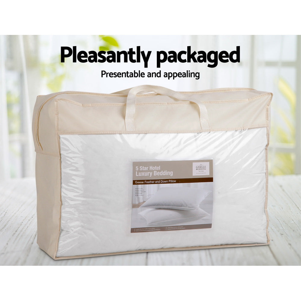 Giselle Bedding Goose Feather Down Pillow Twin Pack - Home & Garden > Bedding > Pillows