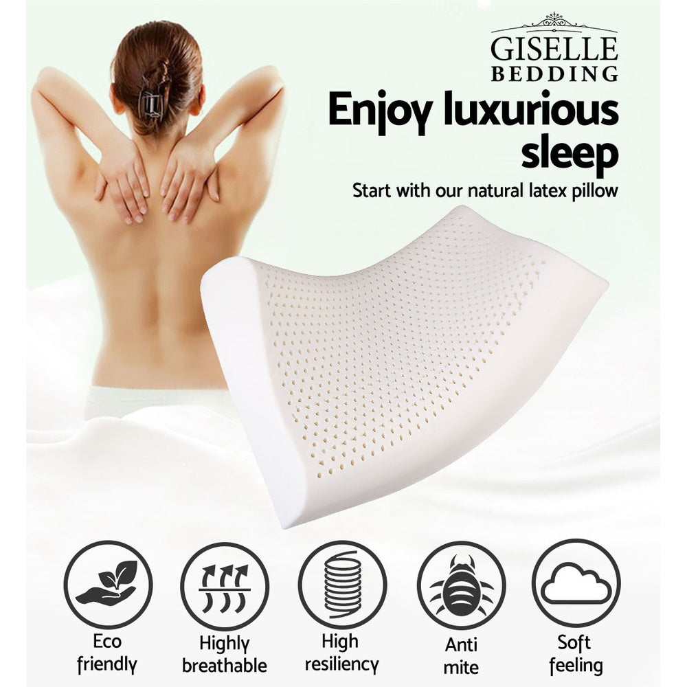 Giselle Bedding Natural Latex Pillow 2-Zone Twin Pack - Home & Garden > Bedding > Pillows