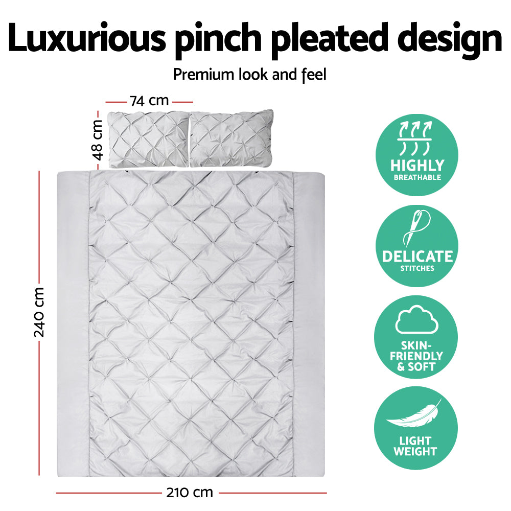 Giselle Bedding Quilt Cover Set Diamond Pinch Grey King Home & Garden > Bedding