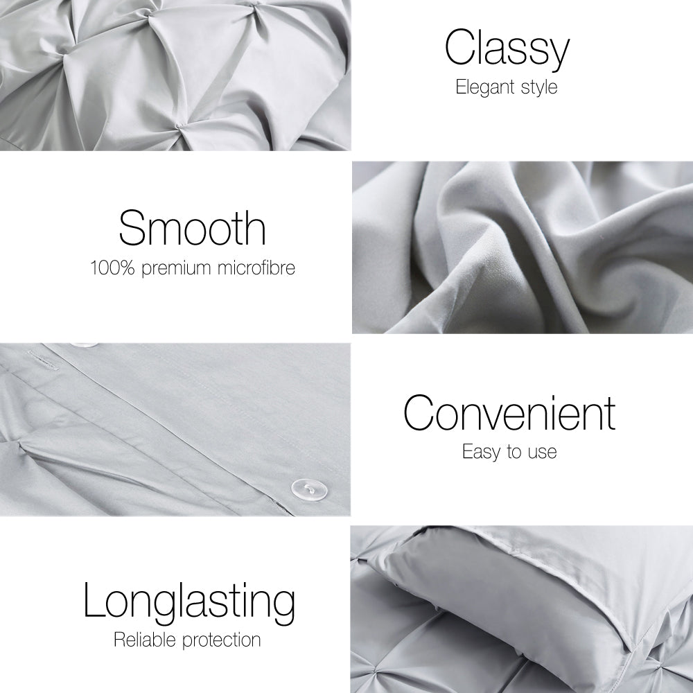 Giselle Bedding Quilt Cover Set Diamond Pinch Grey King Home & Garden > Bedding