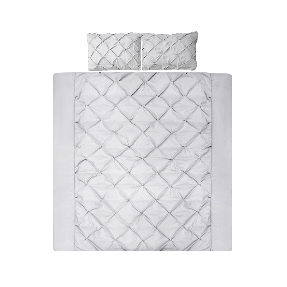 Giselle Bedding Quilt Cover Set Diamond Pinch Grey Queen Home & Garden > Bedding