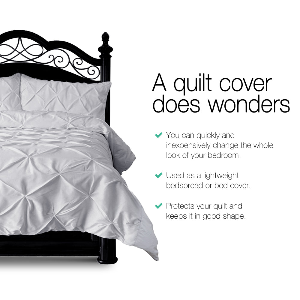 Giselle Bedding Quilt Cover Set Diamond Pinch Grey Queen Home & Garden > Bedding