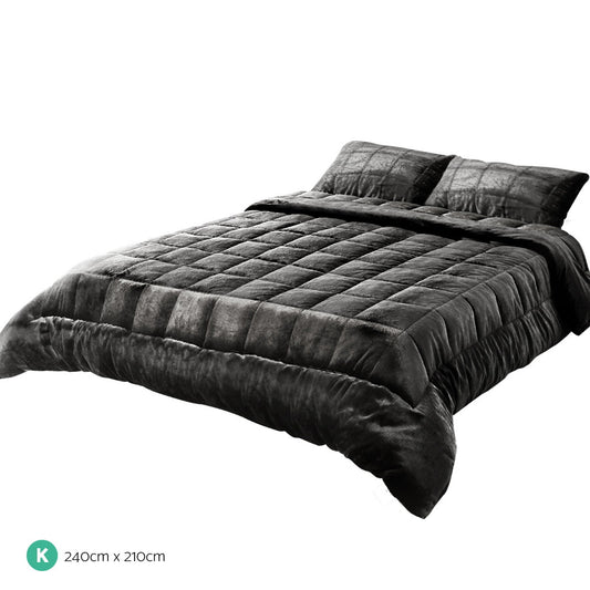 Giselle Bedding Faux Mink Quilt Charcoal King Home & Garden > Bedding