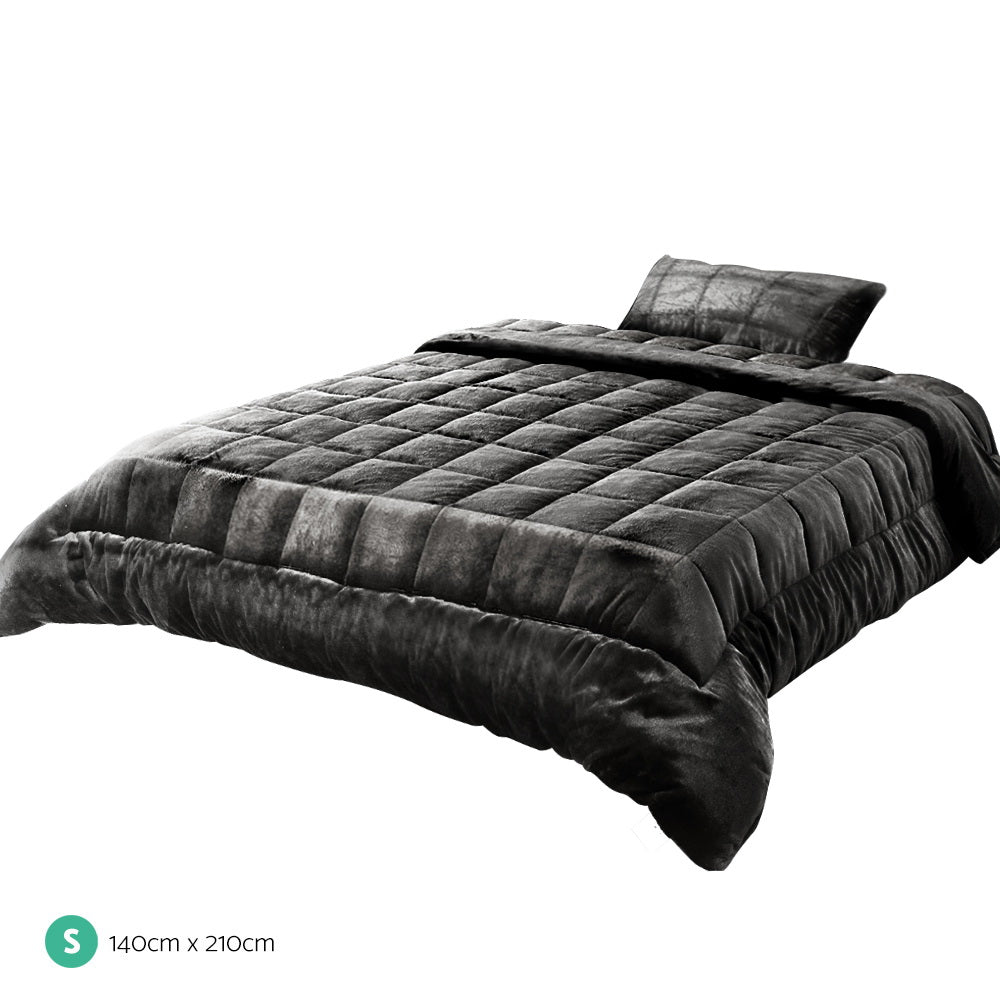 Giselle Bedding Faux Mink Quilt Charcoal Single Home & Garden > Bedding