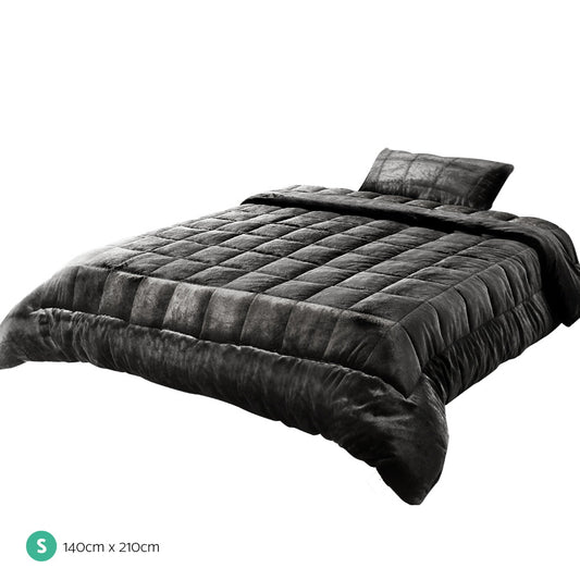Giselle Bedding Faux Mink Quilt Charcoal Single Home & Garden > Bedding