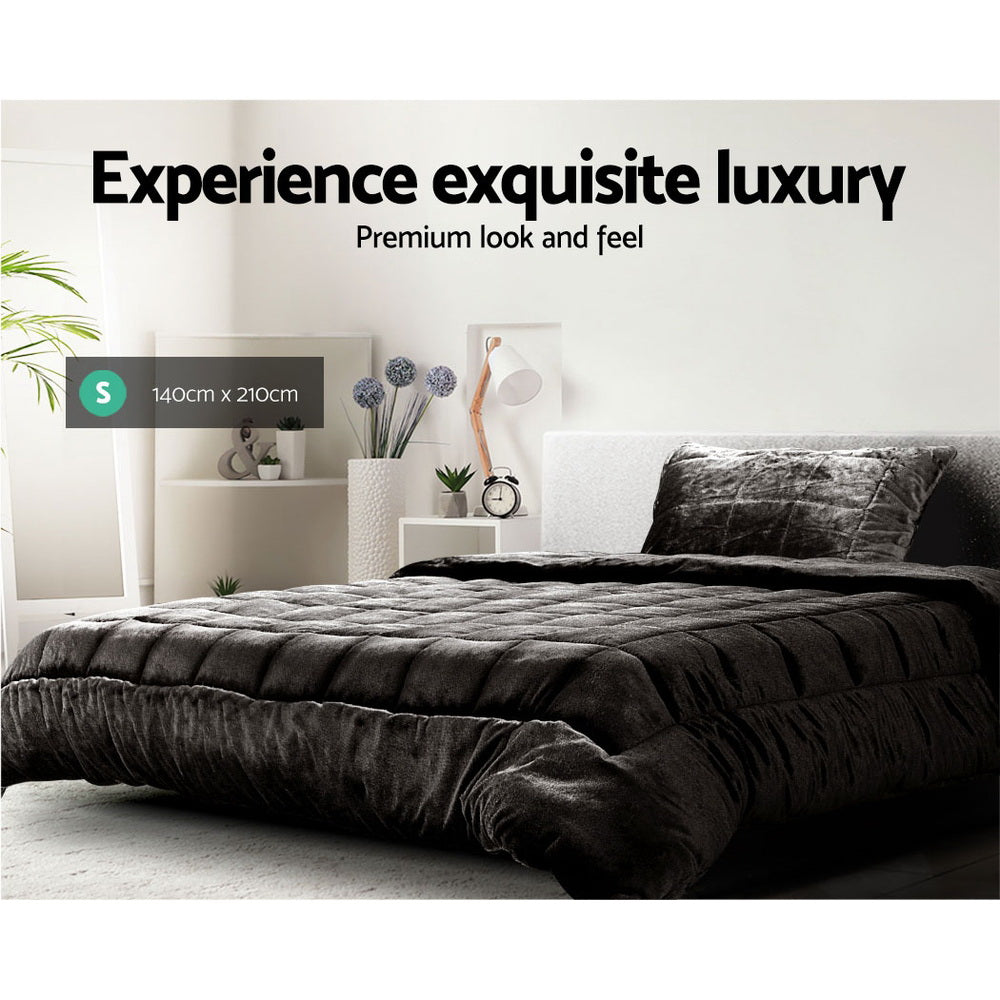 Giselle Bedding Faux Mink Quilt Charcoal Single Home & Garden > Bedding
