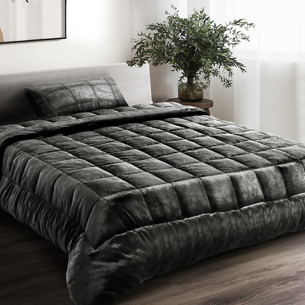 Giselle Bedding Faux Mink Quilt Charcoal Single Home & Garden > Bedding