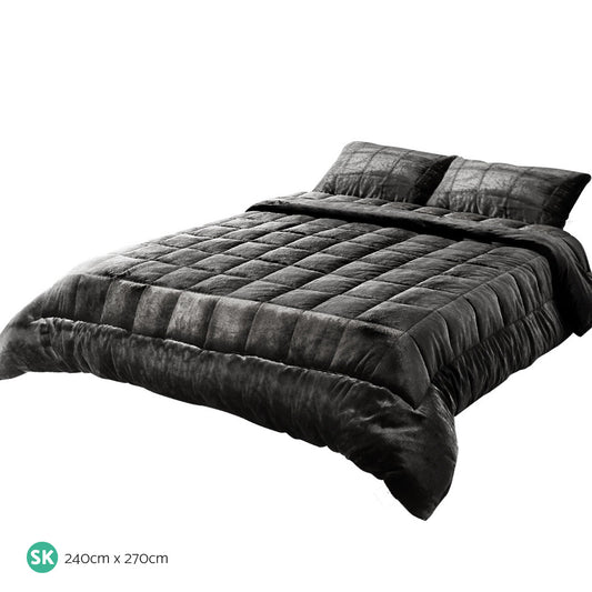 Giselle Bedding Faux Mink Quilt Charcoal Super King Home & Garden > Bedding