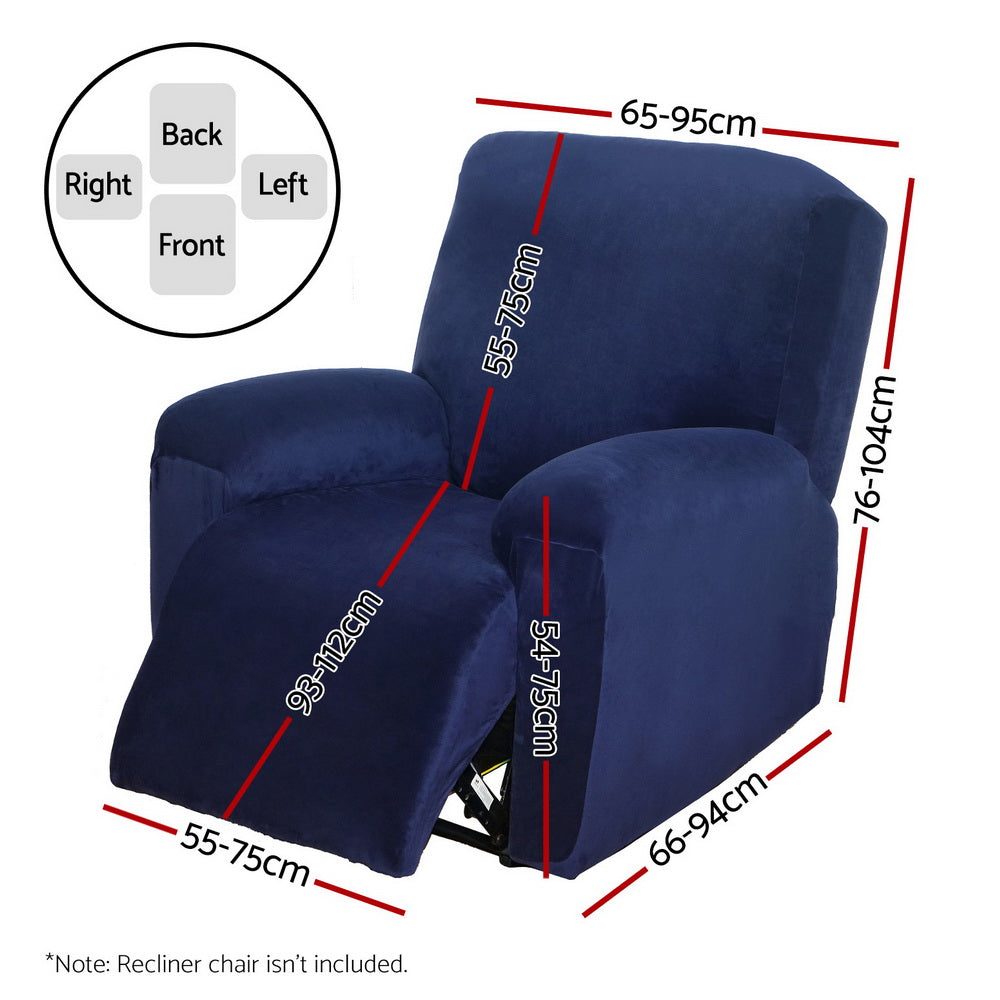 Artiss Recliner Chair Covers 1 Seater Velvet Navy Furniture > Bar Stools & Chairs > Arm Chairs & Recliners