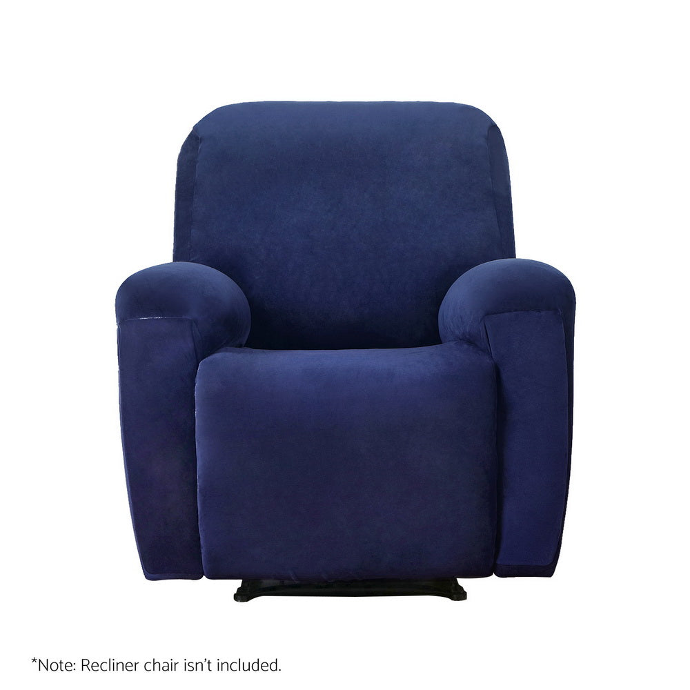 Artiss Recliner Chair Covers 1 Seater Velvet Navy Furniture > Bar Stools & Chairs > Arm Chairs & Recliners
