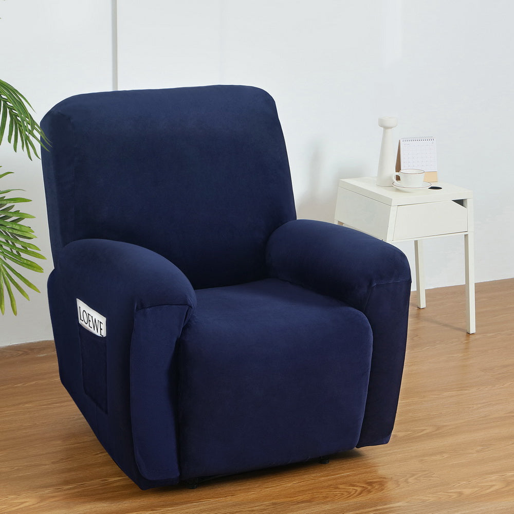 Artiss Recliner Chair Covers 1 Seater Velvet Navy Furniture > Bar Stools & Chairs > Arm Chairs & Recliners
