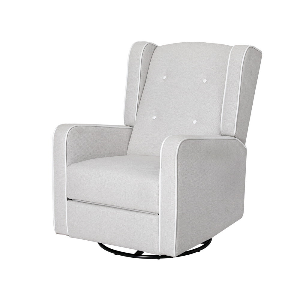 Artiss Recliner Armchair 360 Swivel Grey Fabric - Furniture > Bar Stools & Chairs > Arm Chairs & Recliners