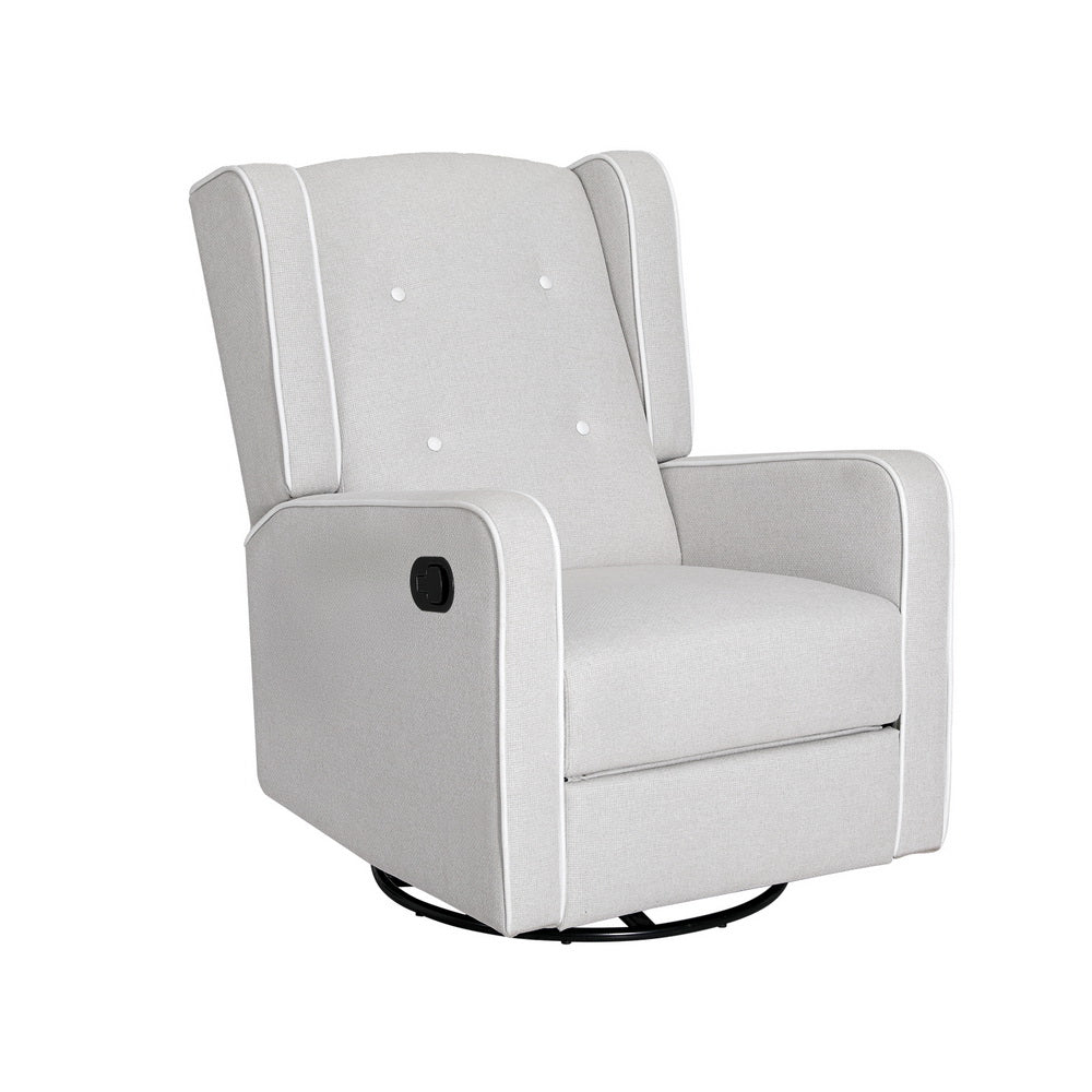 Artiss Recliner Armchair 360 Swivel Grey Fabric - Furniture > Bar Stools & Chairs > Arm Chairs & Recliners