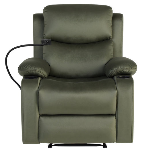Recliner Chair Heated Massage Chair with Phone Holder Velvet - Furniture > Bar Stools & Chairs > Arm Chairs & Recliners