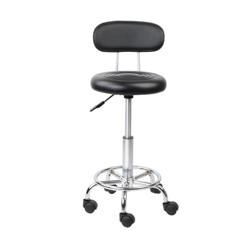 Artiss 2x Salon Stool Swivel Chair Backrest Black Furniture > Bar Stools & Chairs