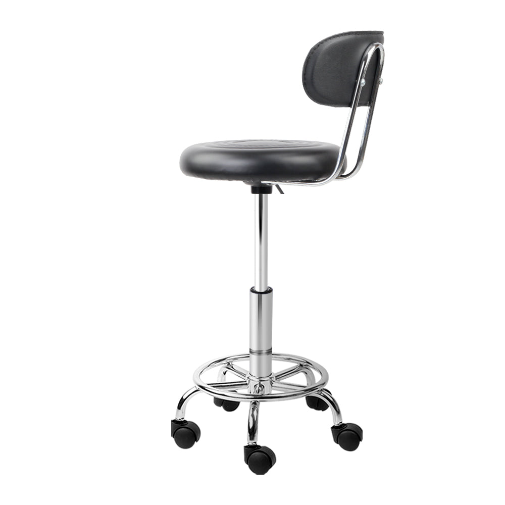 Artiss 2x Salon Stool Swivel Chair Backrest Black Furniture > Bar Stools & Chairs