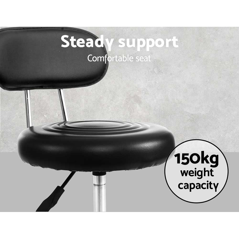 Artiss 2x Salon Stool Swivel Chair Backrest Black Furniture > Bar Stools & Chairs