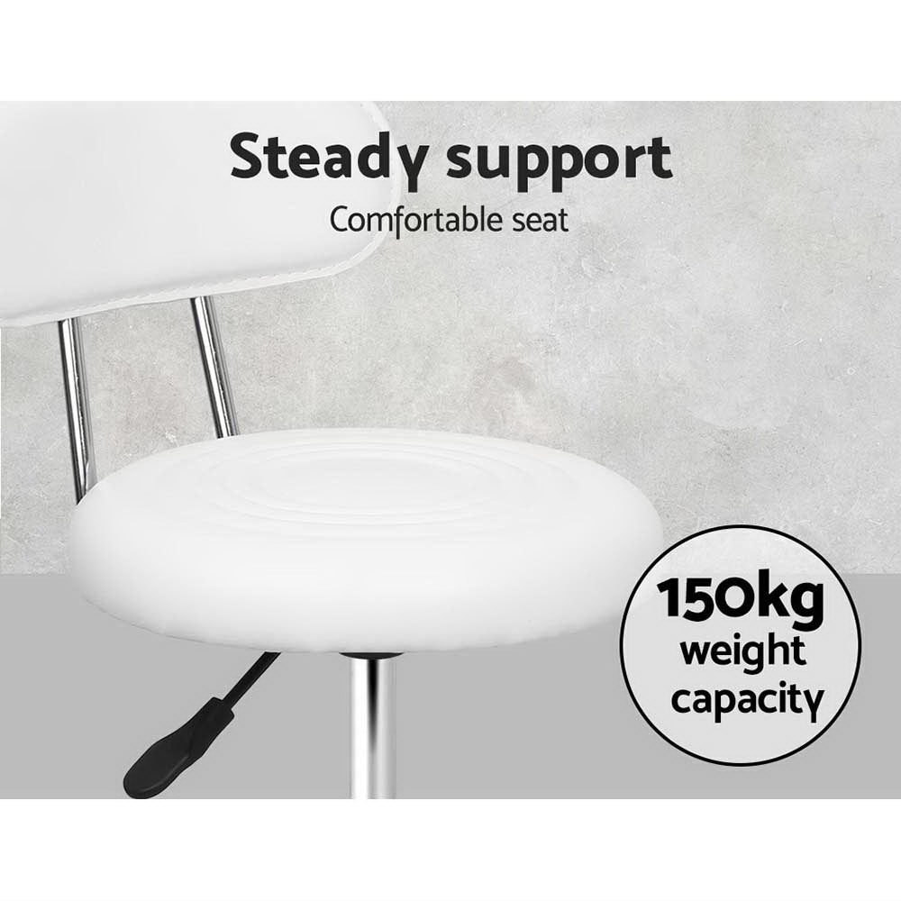 Artiss 2x Salon Stool Swivel Chair Backrest White - Furniture > Bar Stools & Chairs