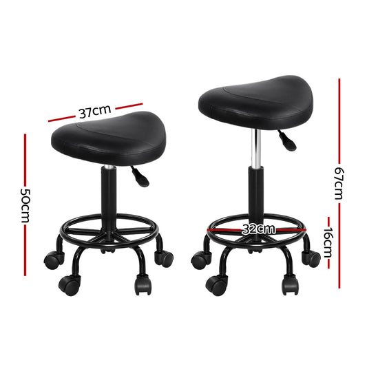 Artiss 2x Salon Stool Saddle Swivel Chair Furniture > Bar Stools & Chairs