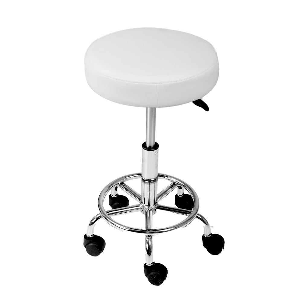 Artiss 2x Salon Stool Round Swivel Chair White Furniture > Bar Stools & Chairs