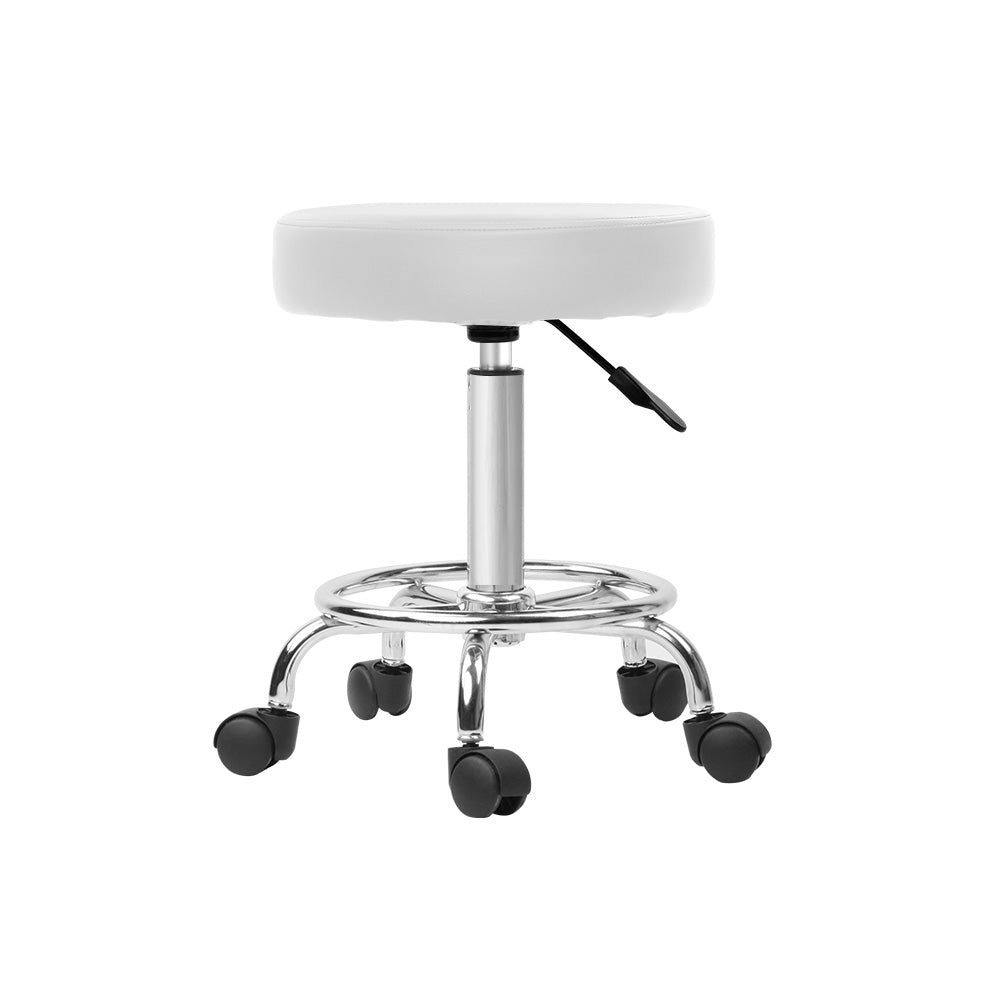 Artiss 2x Salon Stool Round Swivel Chair White Furniture > Bar Stools & Chairs
