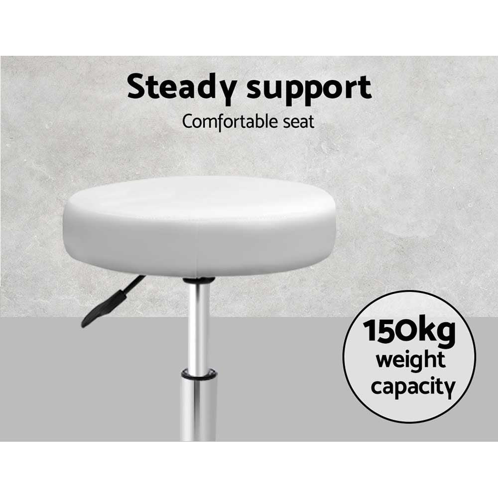 Artiss 2x Salon Stool Round Swivel Chair White Furniture > Bar Stools & Chairs