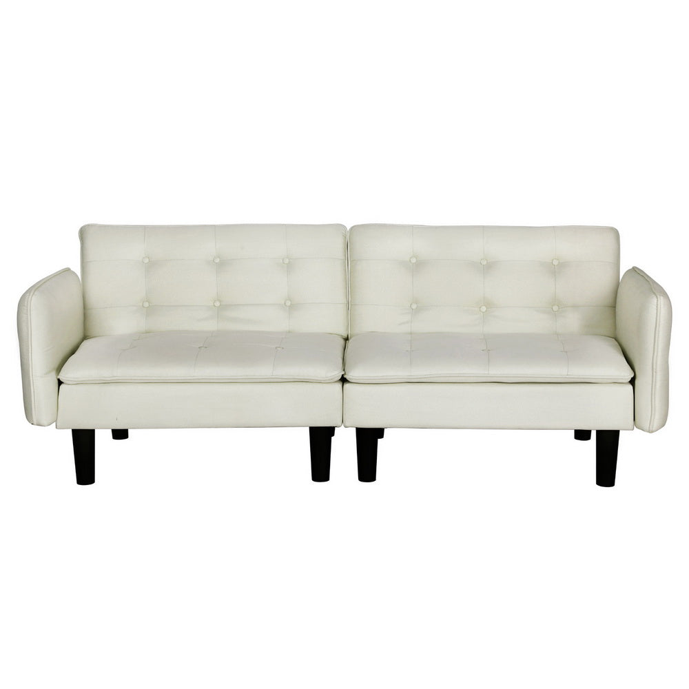 Artiss Sofa Bed 3 Seater Tufted Faux Linen Beige Furniture > Bar Stools & Chairs > Arm Chairs & Recliners